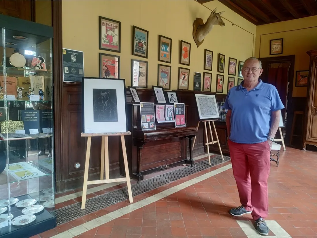 Philippe Tijou vitrine expo jazz chateau des Hommeaux Combrée_16 09 21_CJ